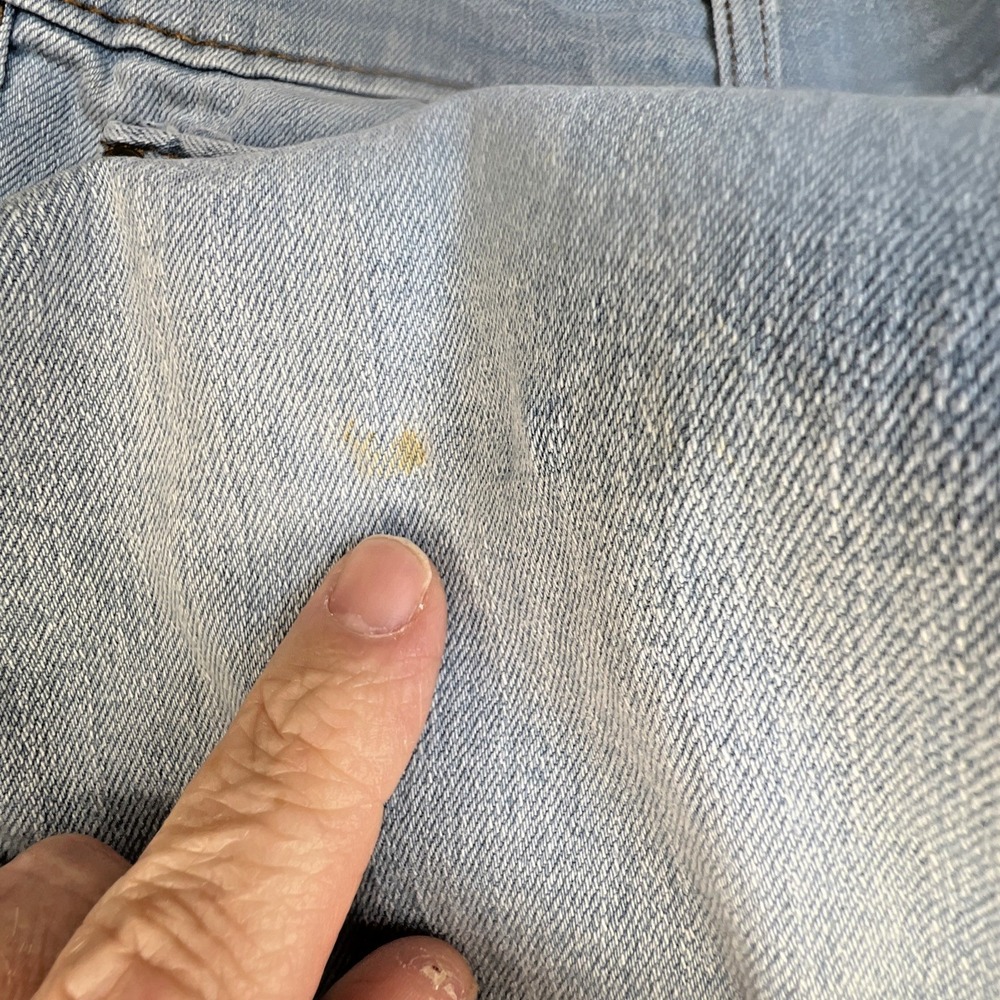 Origin USA Fighter Fit D68 Jeans Men 32x32 USA Made Light Wash Distressed Denim - Picture 14 of 16